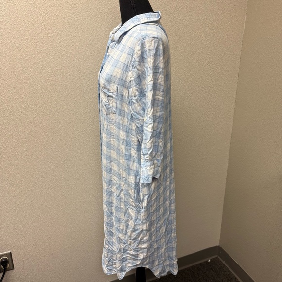 Lauren Ralph Lauren Blue Plaid Shirt Dress Tunic Button Down Roll Sleeve L - Picture 5 of 11
